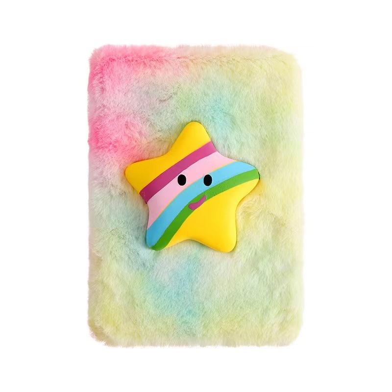A5 sød 3D tegneserie Fuzzy Stress Relief Notesbog