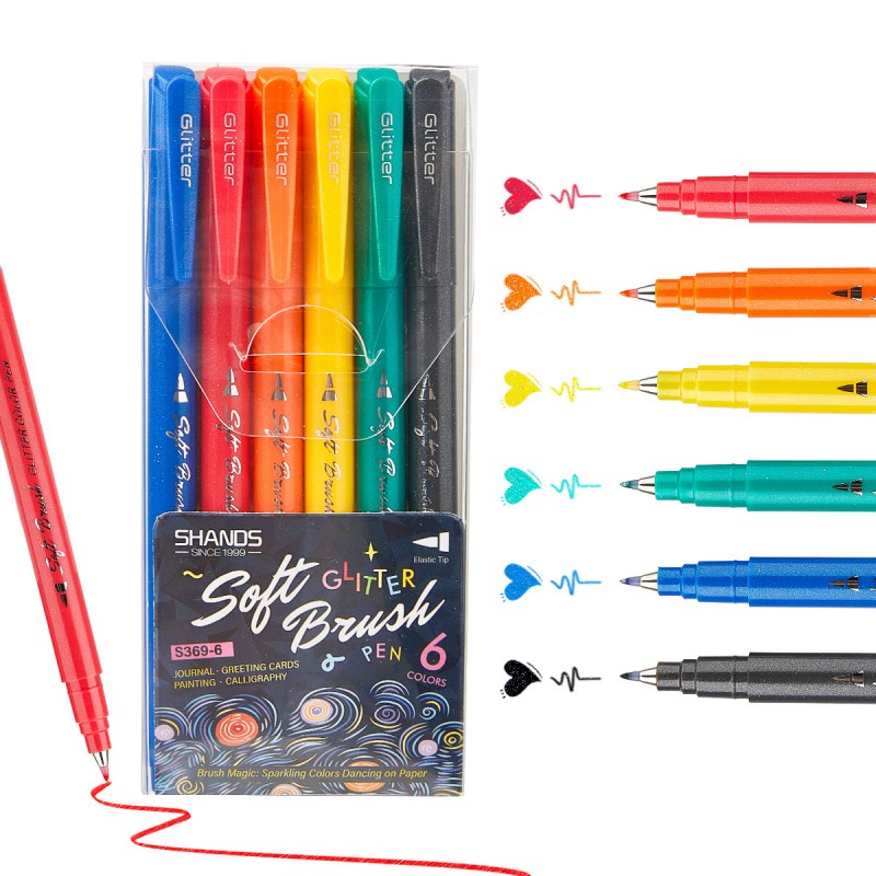 Glitter Soft-Tip Akvarel Pen Maling Skitser Skitse Marker