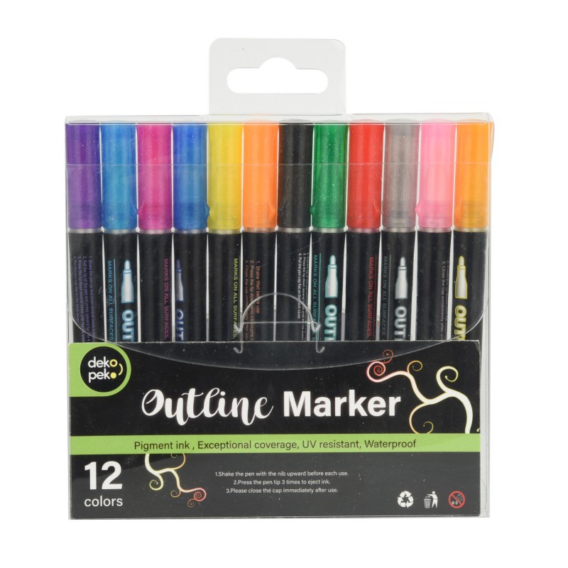 Flerfarvet Dual-Line Contour Marker
